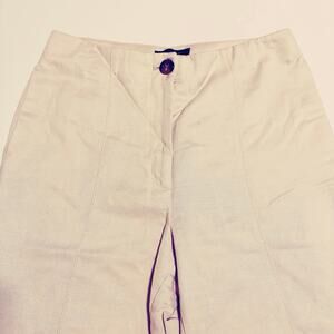 Ann Taylor Trouser Leg Khaki Slacks Pants Women US 6 Petite Rayon Linen Business